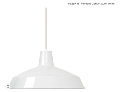 1-Light 16" Pendant Light Fixture, White