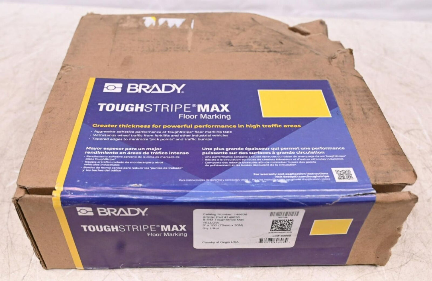 Brady 149636 Floor Marking Tape, 100 ft Imperial Tape Length