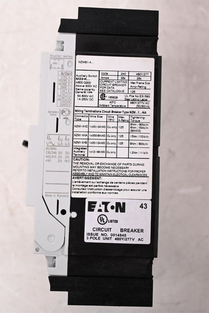 NZMB1-A40-NA Eaton Series NZM complete molded case circuit breaker, NZM1-frame,