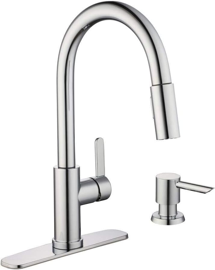 Glacier Bay HD67780-1001 Single Handle Pull-Down Kitchen Faucet w/ Soap Dispens.