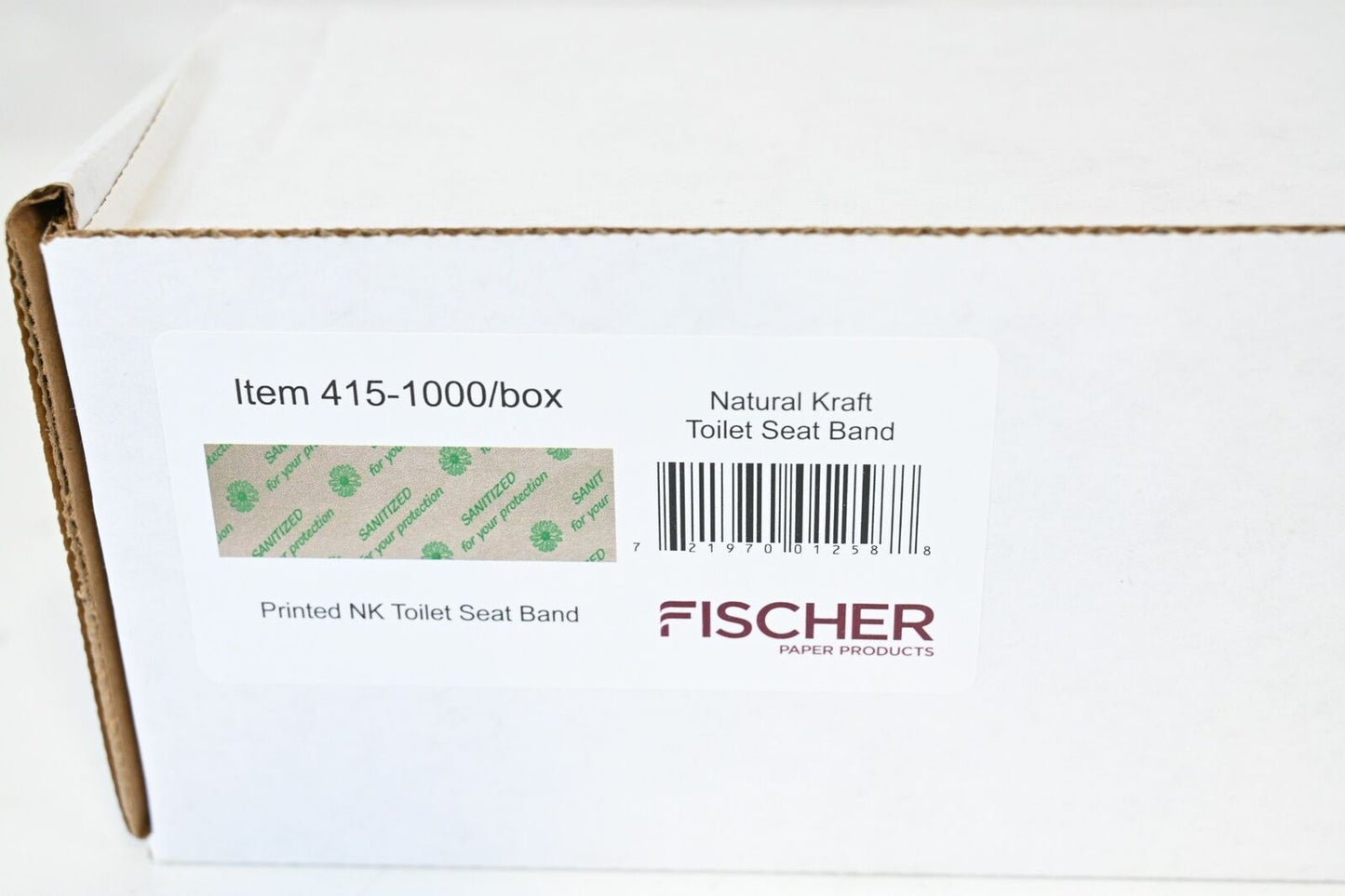 FISCHER 415 Natural Kraft Toilet Seat Bands, 1.5" W x 16" L, Box of 1000