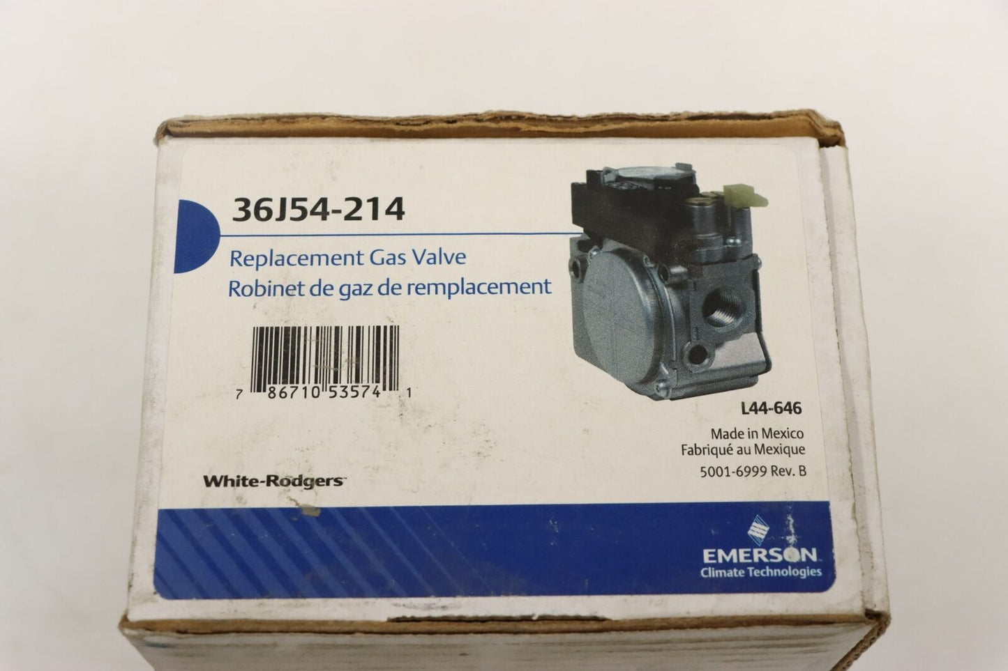 WHITE-RODGERS 36J54-214 Gas Valve, 1/2" Inlet/Outlet Size, 140,000 Btu/H Cap.