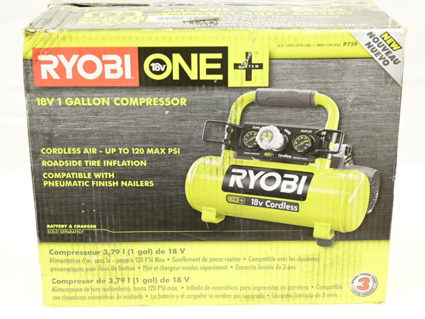 Ryobi P739 ONE+ 18V 1 Gallon Air Compressor