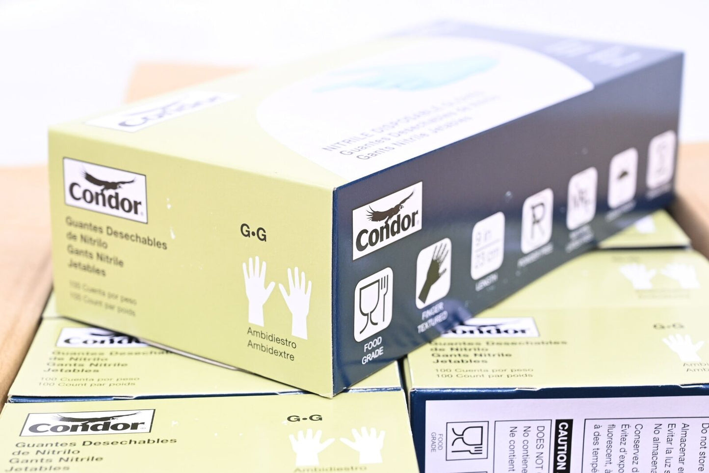 [LOT OF 10] Condor 56JT49 Disposable Gloves, Blue Nitrile, Large, PK 1,000