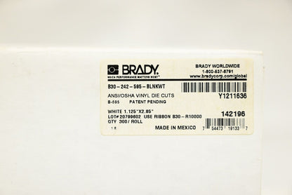 Brady B30-242-595-BLNKWT ANSI/OSHA Vinyl Die Cuts, White