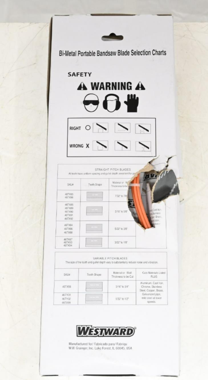 Westward 46TX87 Portable Band Saw Blade, PK 6