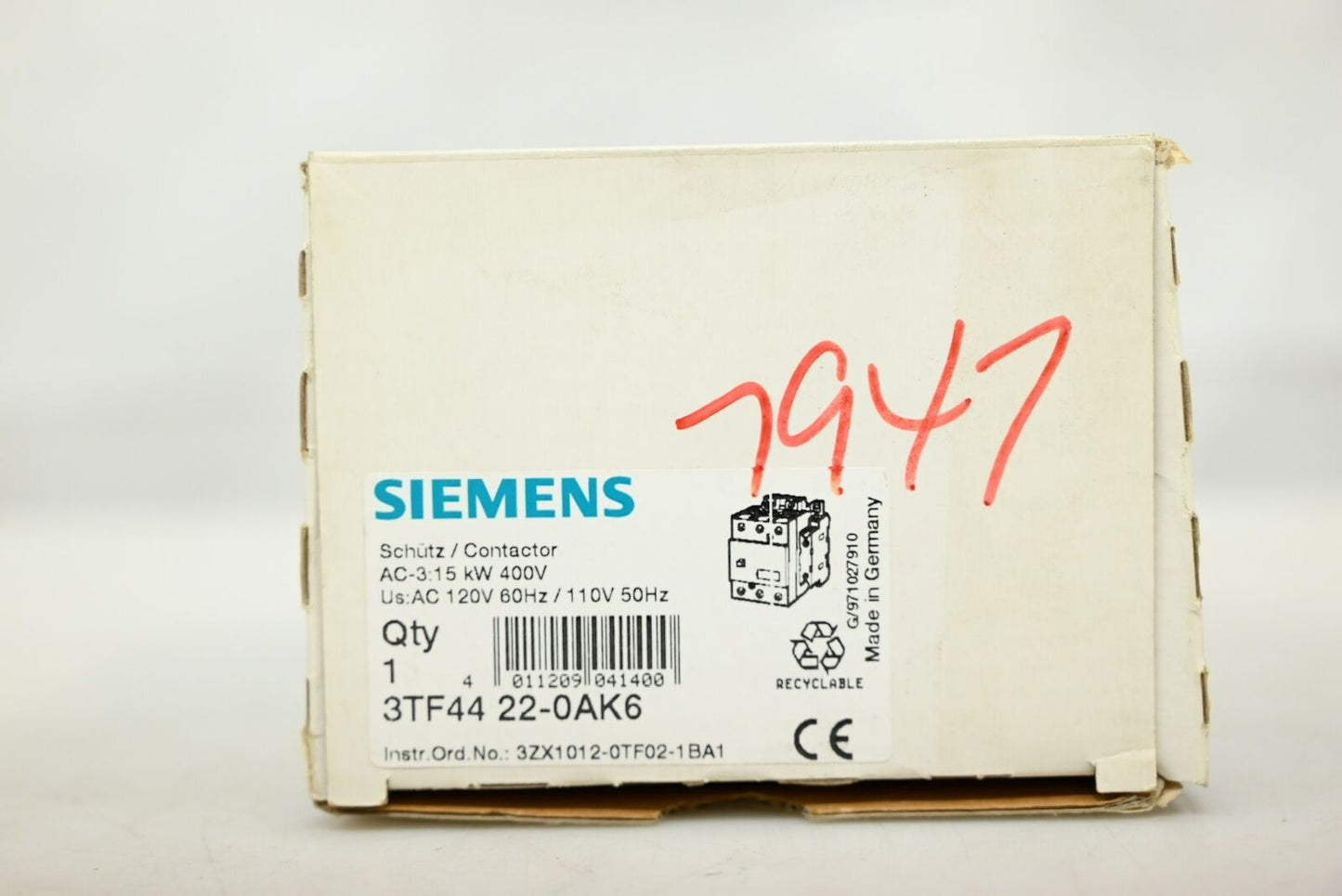 Siemens 3TF4422-0AK6 Motor Controls Contactors