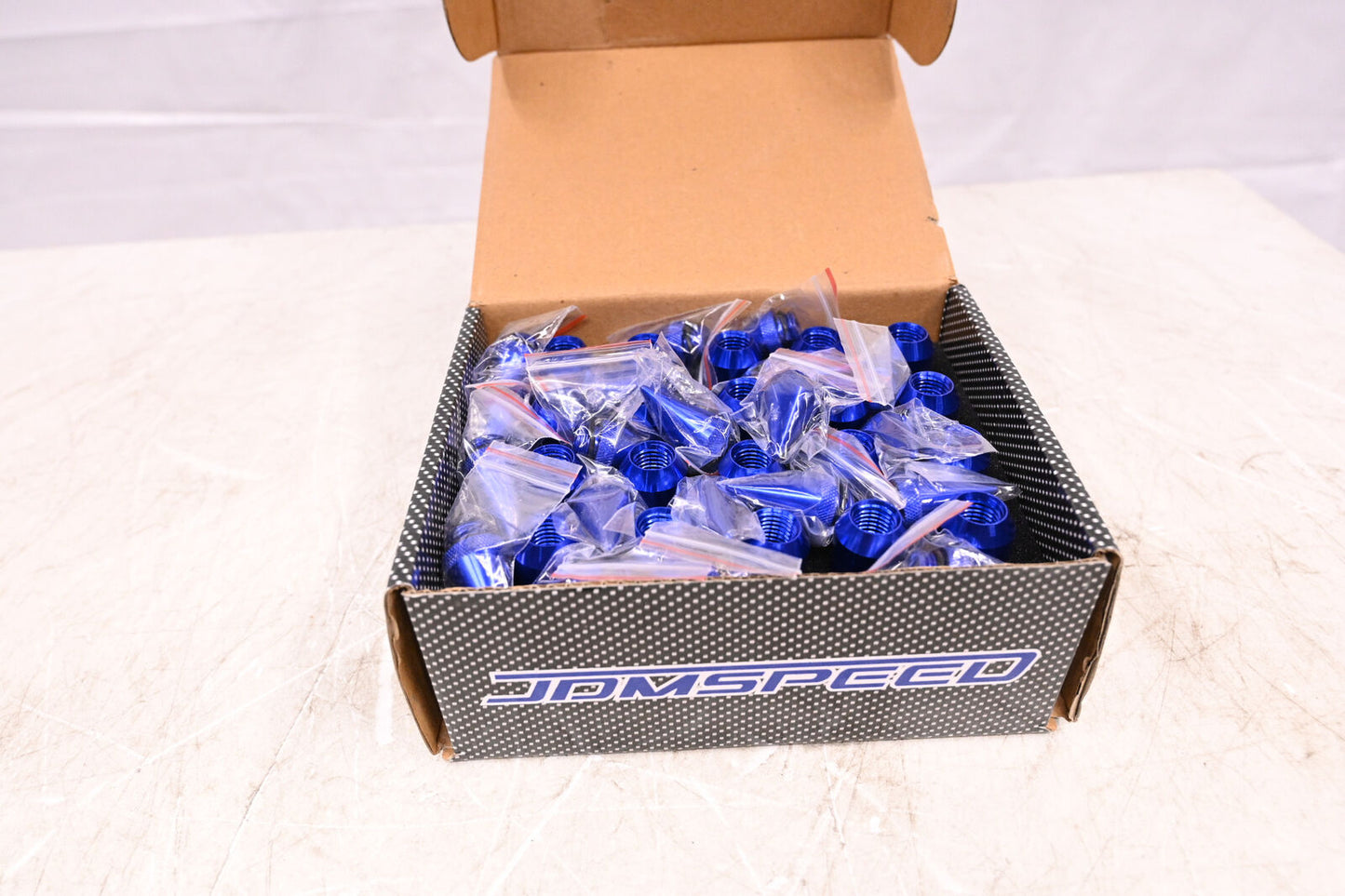 JDMSPEED 20PCS BLUE CAP SPIKED EXTENDED TUNER ALUMINUM M12X1.5 60MM WHEEL RIM