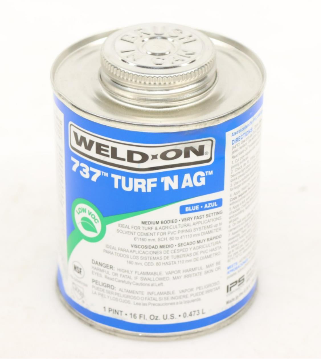 WELD-ON 10990 PVC 737 TURF'N AG "Blue" Pipe Cement Pint