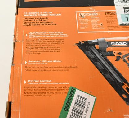 Ridgid R250AFF 15 Gauge 2-1/2" Angled Finish Nailer