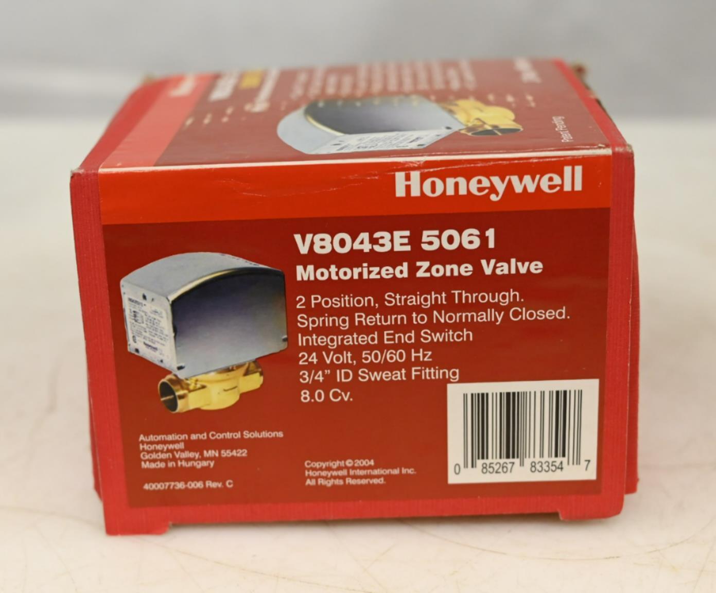 Honeywell V8043E5061 3/4 in Sweat Connection Zone Valve, Normally Closed