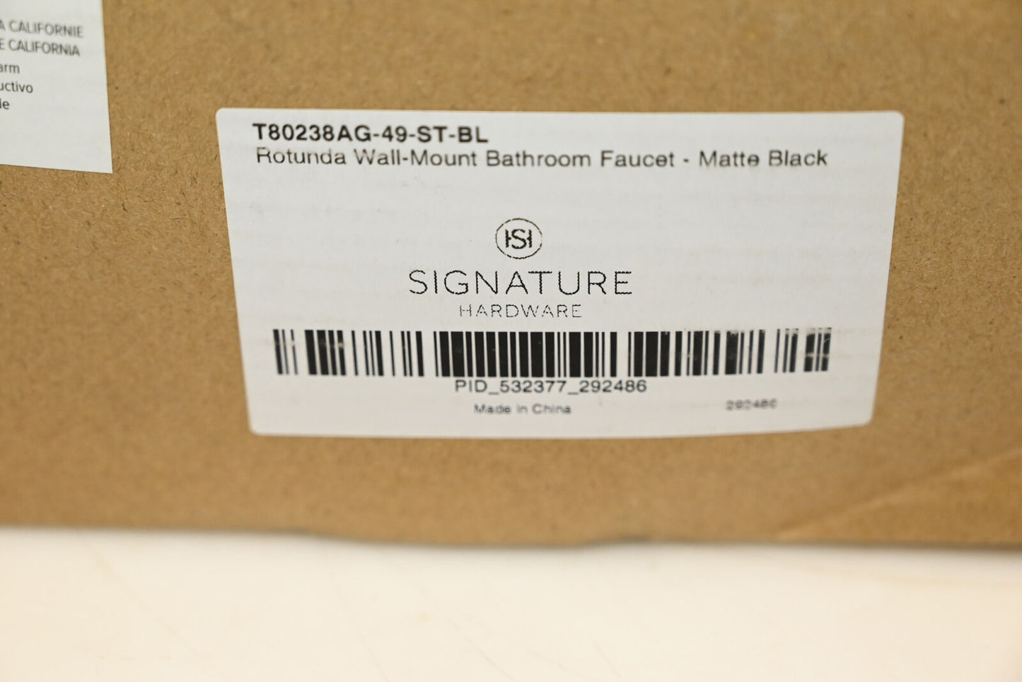 Signature Hardware Rotunda Wall Mount Faucet Matte Black TG8023AG-49-ST-BL