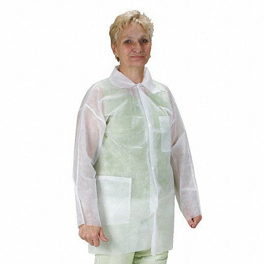 CONDOR 2KTT5 Disposable Lab Coat, 3XL, White, PK 25