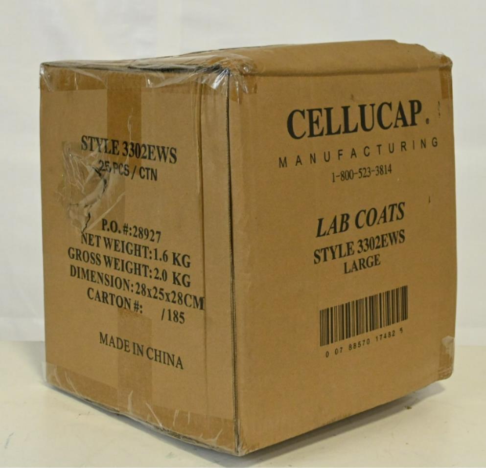 Cellucap 3302EWSL, Lab Coat, Large, White, PK 25