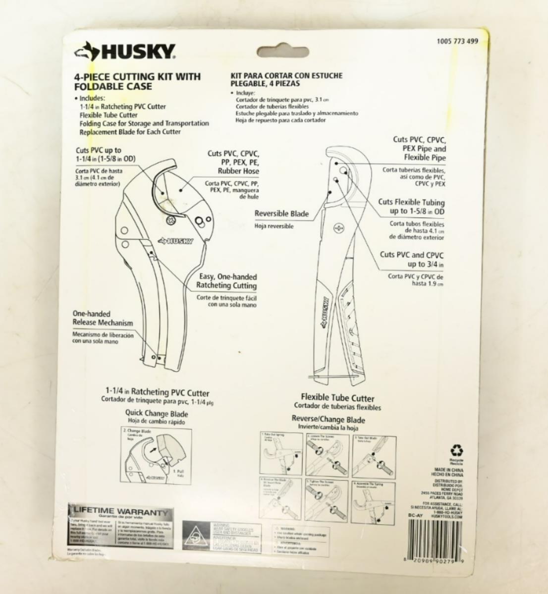 Husky 90279 4-Piece PVC Cutting Kit with Foldable Pouch & Replacement Blades