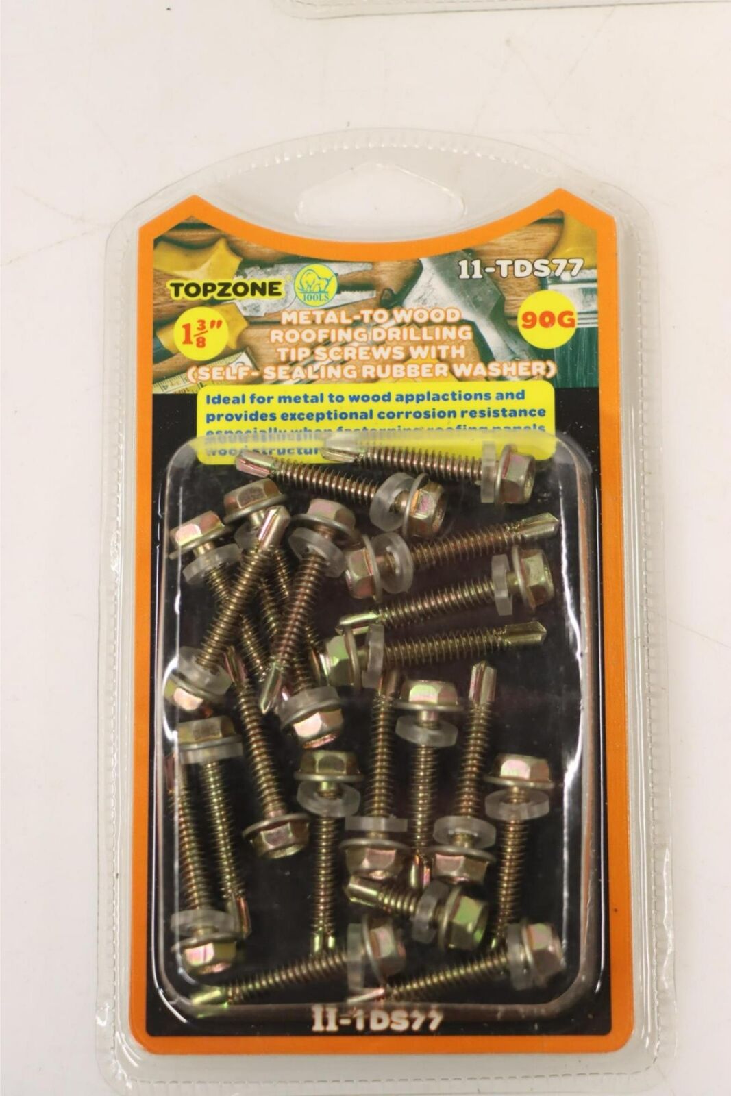 TOPZONE 11-TDS77 1-3/8" Metal-To Wood Roofing Drilling Tip Screws, PK 12