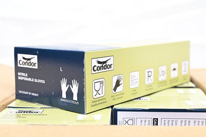 [LOT OF 10] Condor 56JT49 Disposable Gloves, Blue Nitrile, Large, PK 1,000