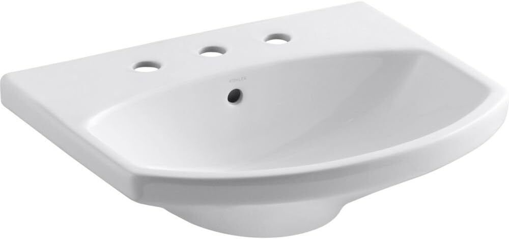 Kohler K-2363-8-0 Cimarron Pedestal Bathroom Sink w/3 Holes Drilled & Overflow