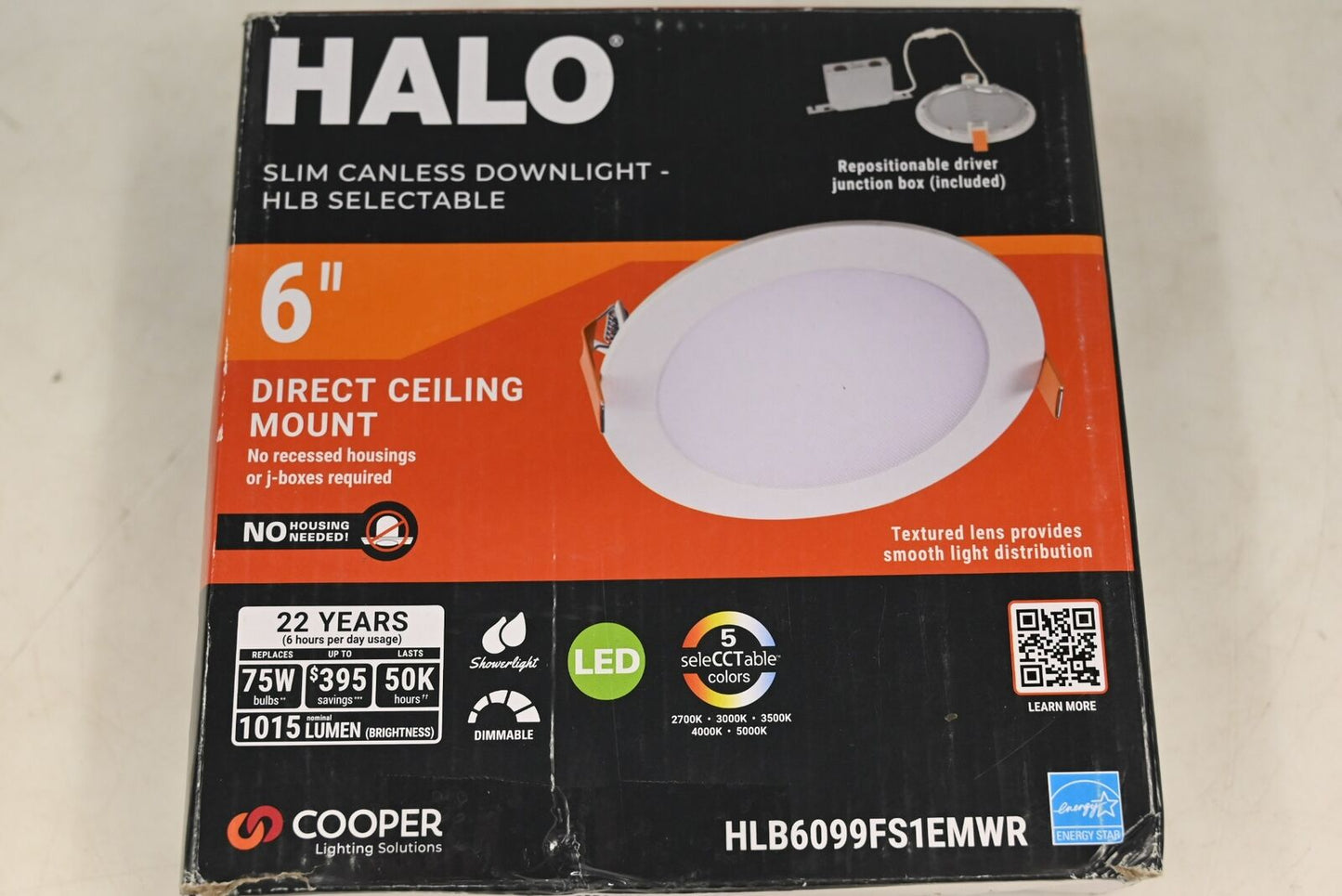 Halo HLB6099FS1EMWR Slim Canless Dowlight-HLB Selectable 6"