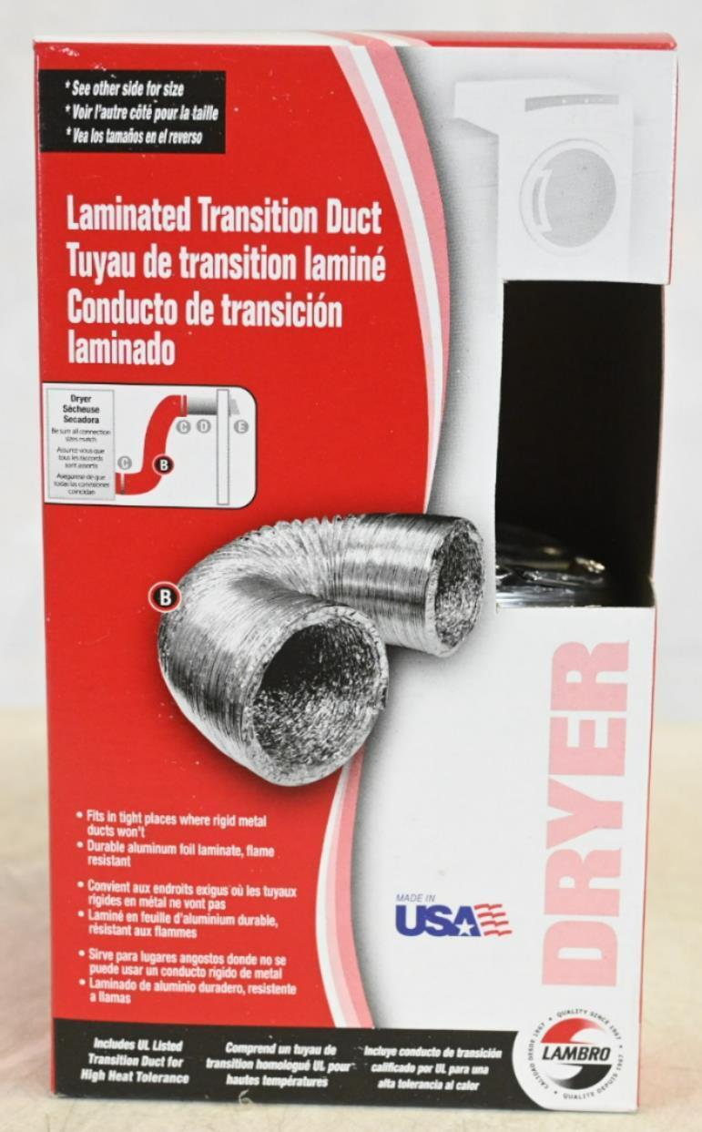 Lambro 498C 4 in. x 8 ft. Laminated Transition Duct, PK 12