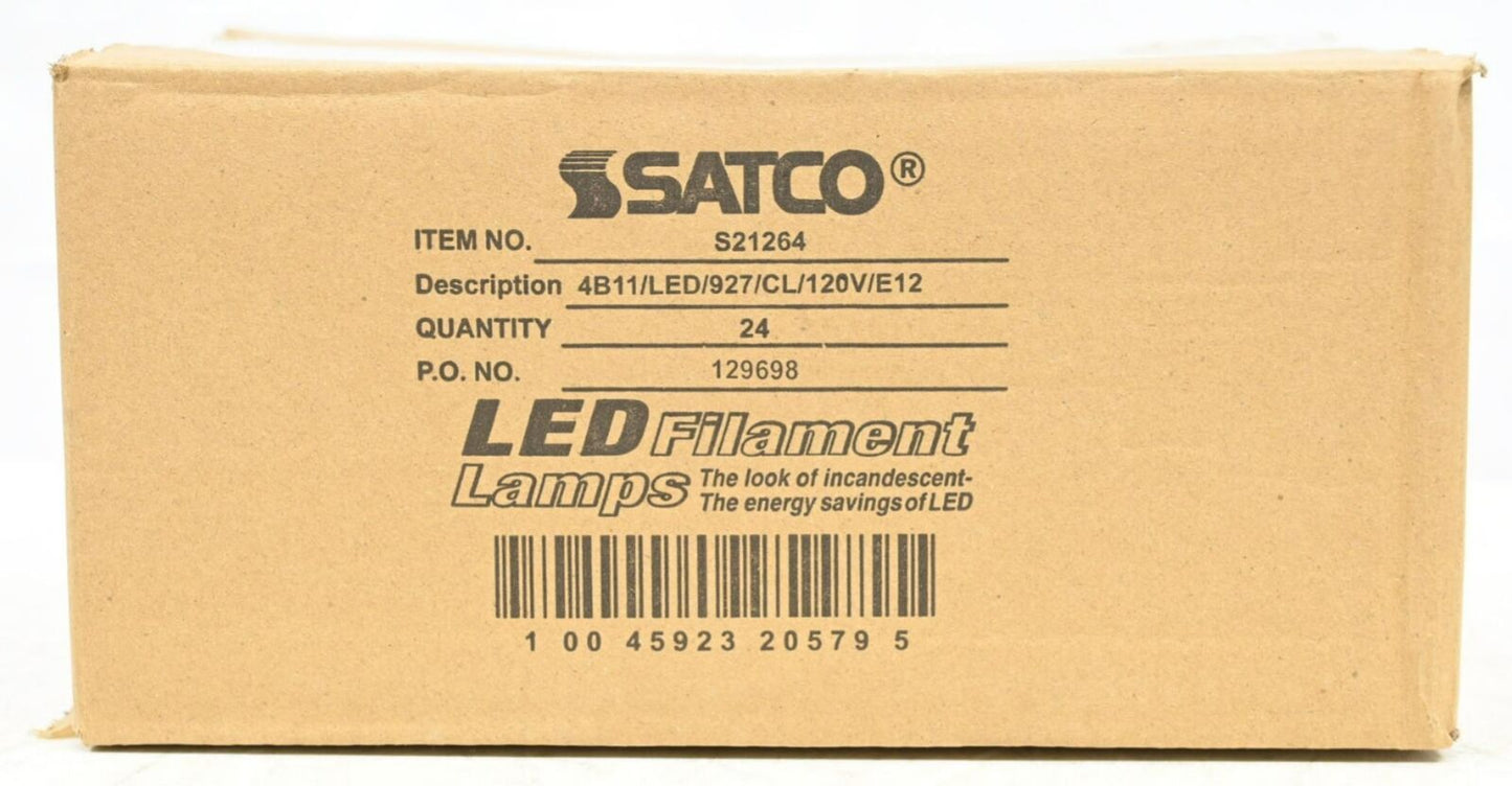 Satco S21264 4 Watt Vintage Edison Dimmable B11 Candelabra (E12) LED Bulb, PK 24