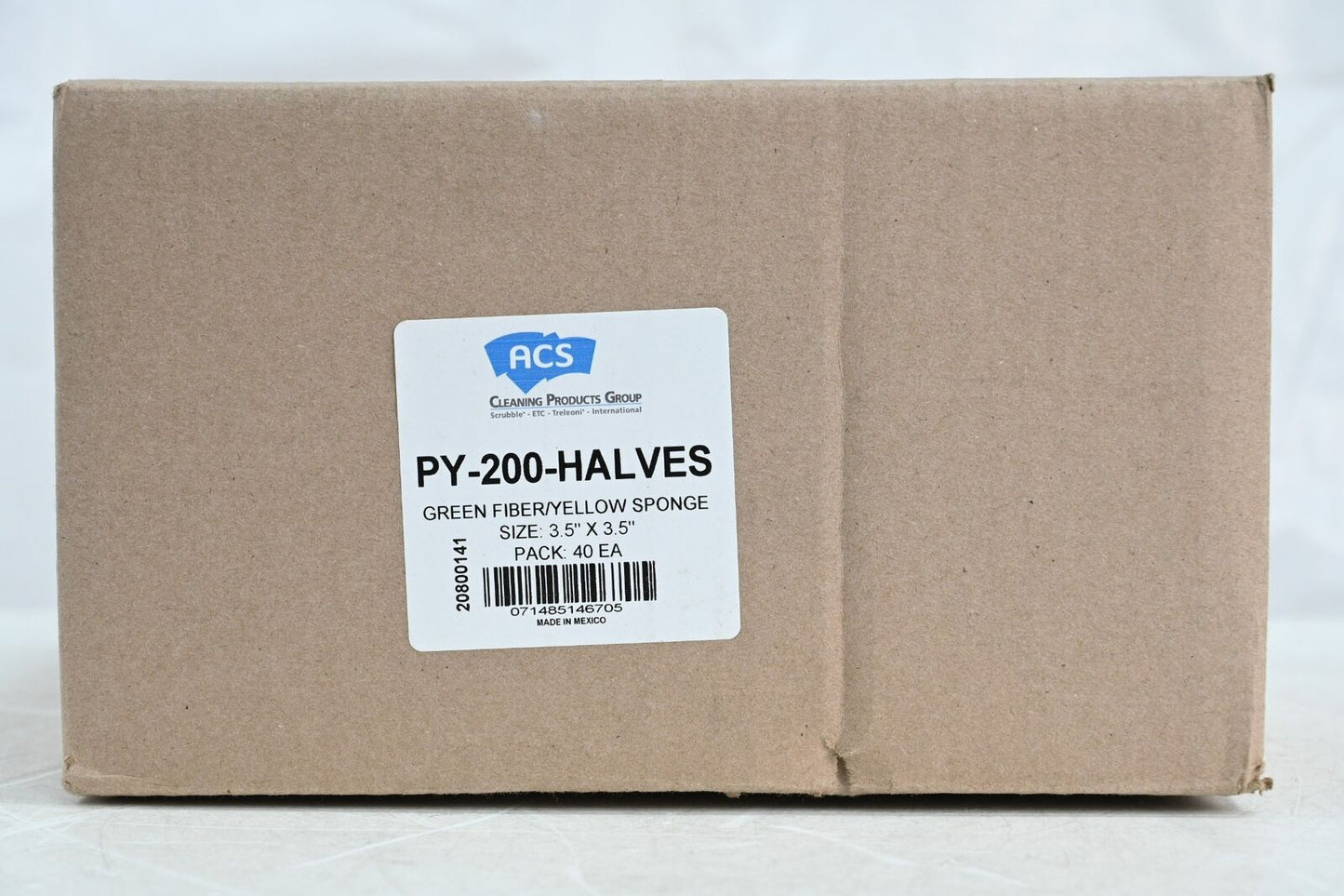 ACS PY-200-HALVES Green Fiber/Yellow Sponge 3.5" x 3.5", PK 40