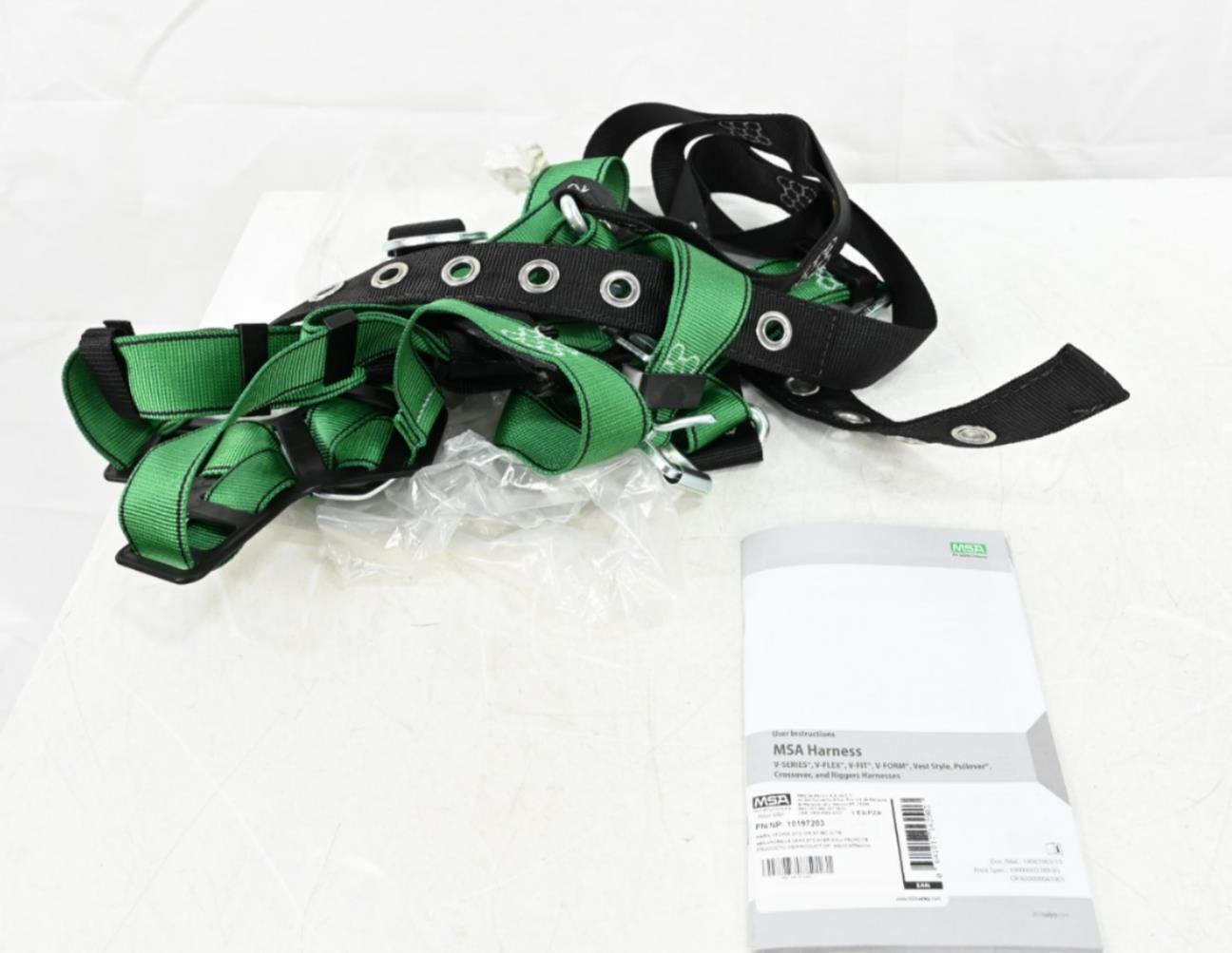 MSA 10197203 Full Body Harness Climbing, Vest Harness, Back/Chest, SS, Green