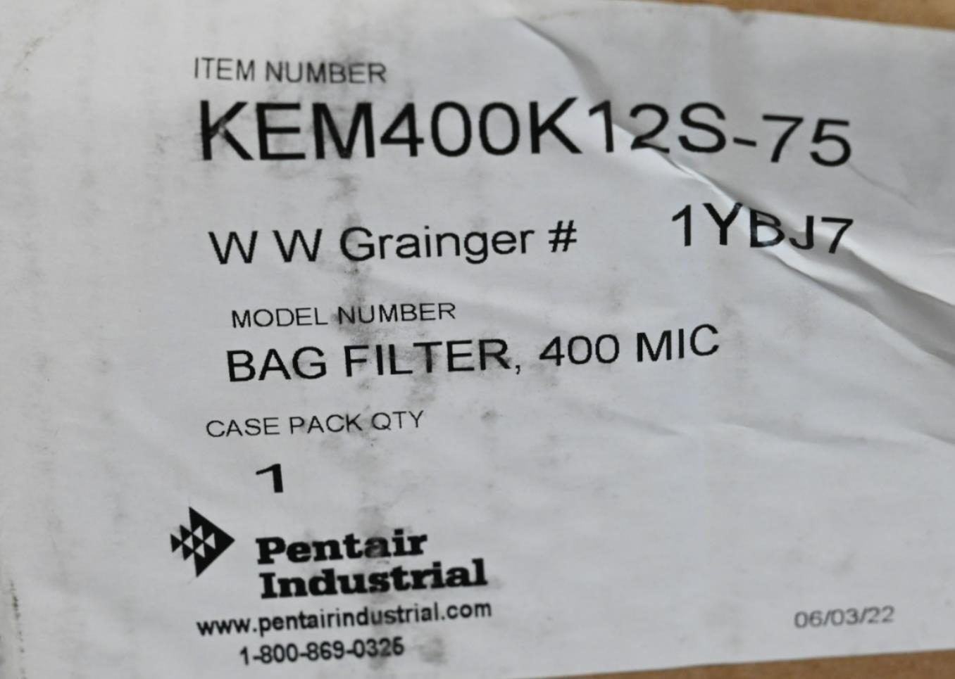 Pentair/Pentek KEM400K12S-75, Filter Bag, 12 Bag Size, 400 Micron, 190 GPM