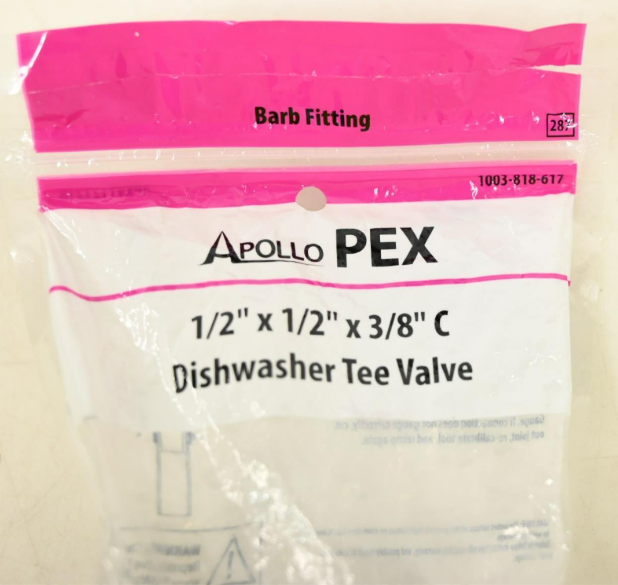 Apollo 1003-818-617 PEX 1/2" x 1/2" x 3/8" C Dishwasher Tee Valve