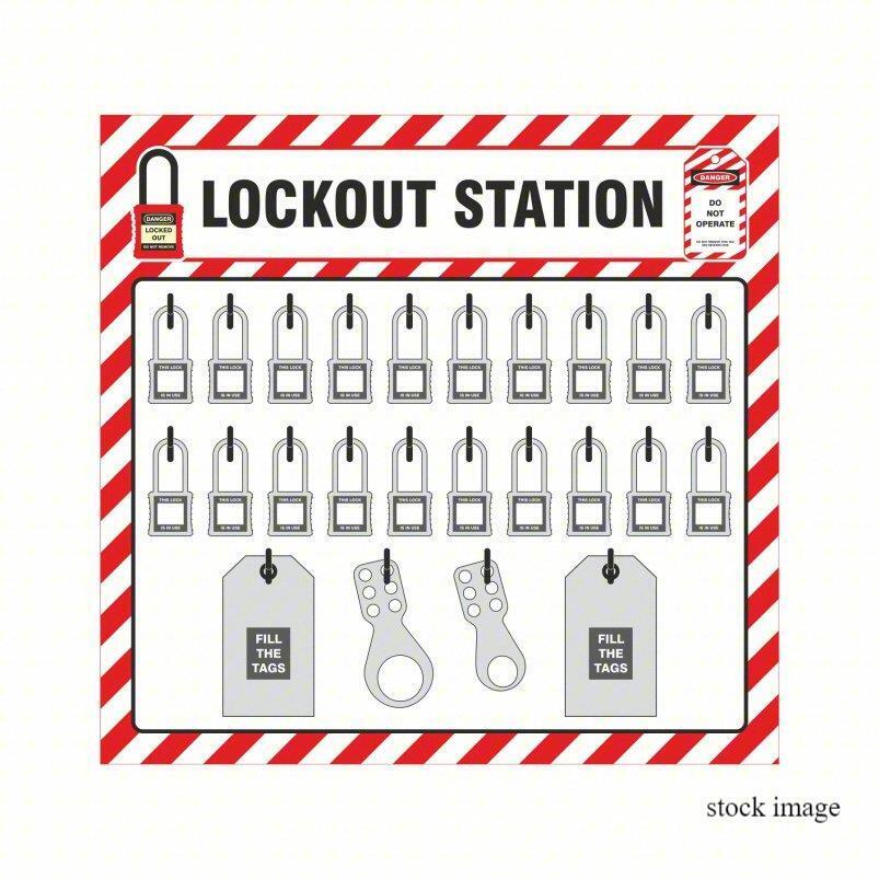 Zing 7802 Lockout Tagout Station Shadow Board, 24 Hooks