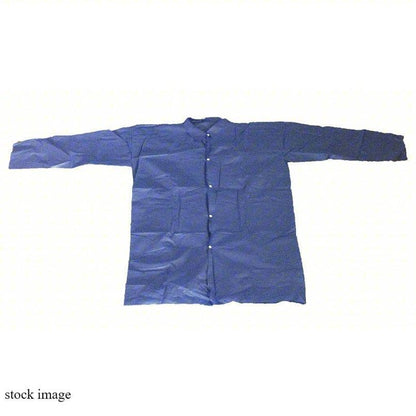 Condor 26W851 Disposable Lab Coat, Polypropylene, Unisex, Medium, Blue, PK 25