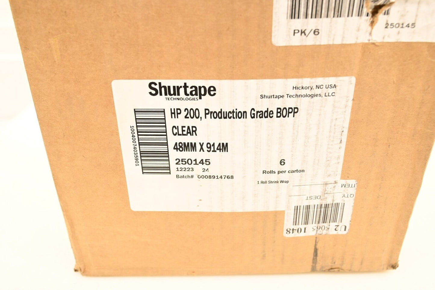 Shurtape HP 200 Production Grade Hot Melt BOPP Film Packaging Tape, PK 6