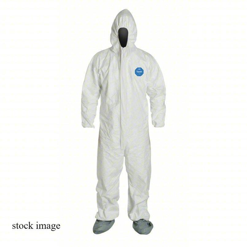 Dupont TY122SWHLG002500 Tyvek 400 Disposable Coveralls, LG, PK 25