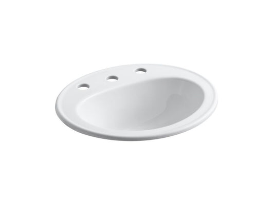 Kohler K-2196-8-0 Pennington Vitreous China Drop-In Oval White Bathroom Sink