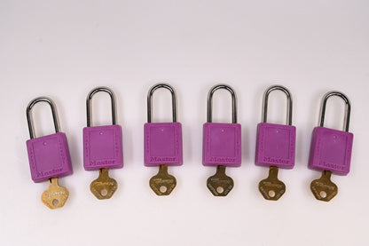 Master Lock 410S6PRP Lockout Padlock, Purple, PK 6