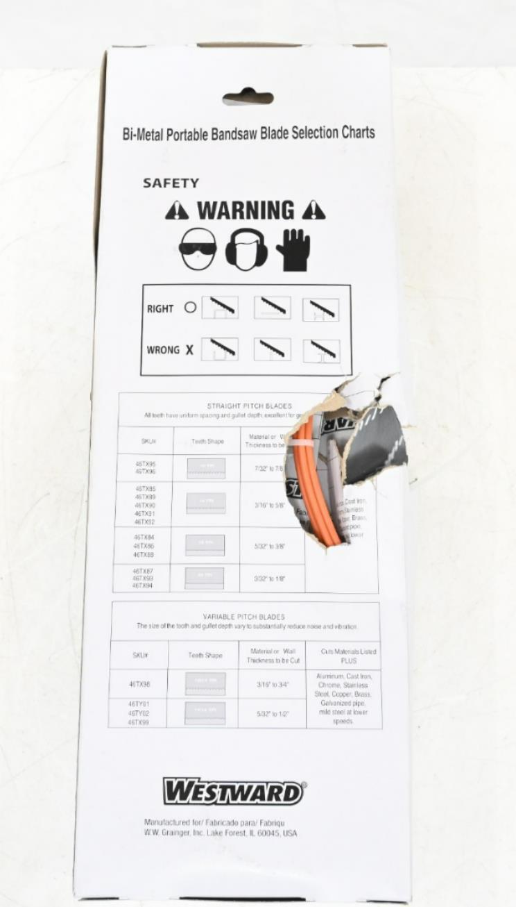 Westward 46TX87 Portable Band Saw Blade, PK 6