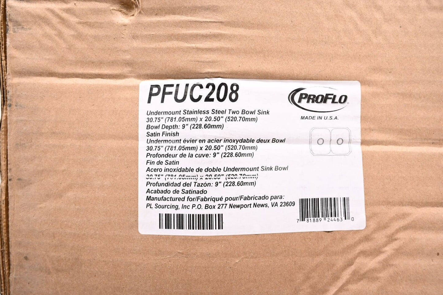 ProFlo PFUC208 Plomosa Undermount Double Basin Stainless Steel Kitchen Sink