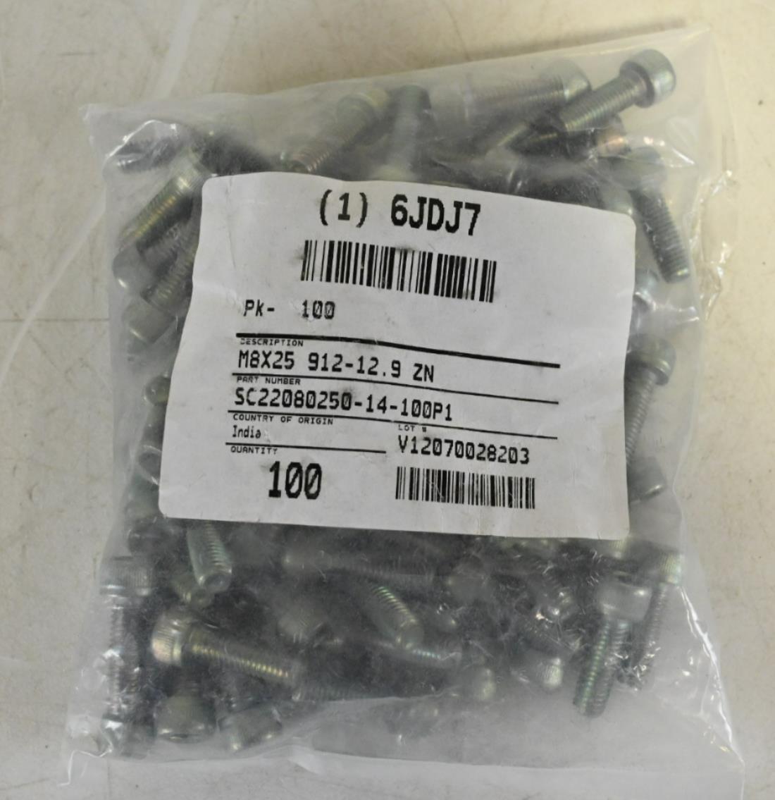 Metric Socket Head Cap Screw SC22080250-100P1, 25 mm Lg, PK 100