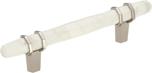 AMEROCK BP36648MWPN 3-3/4" Drawer Handle Pull, ‎Marble White/Polished Nickel