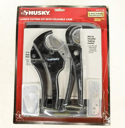 Husky 90279 4-Piece PVC Cutting Kit with Foldable Pouch & Replacement Blades