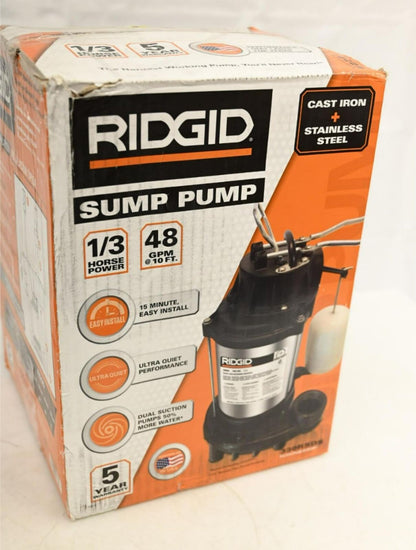 RIDGID 70058-RHD1 1/3 HP Stainless Steel Dual Suction Sump Pump