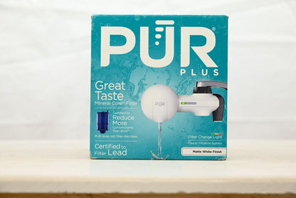 Pur Plus PFM244W Horizontal Faucet Mount Water Filtration System, Matte White