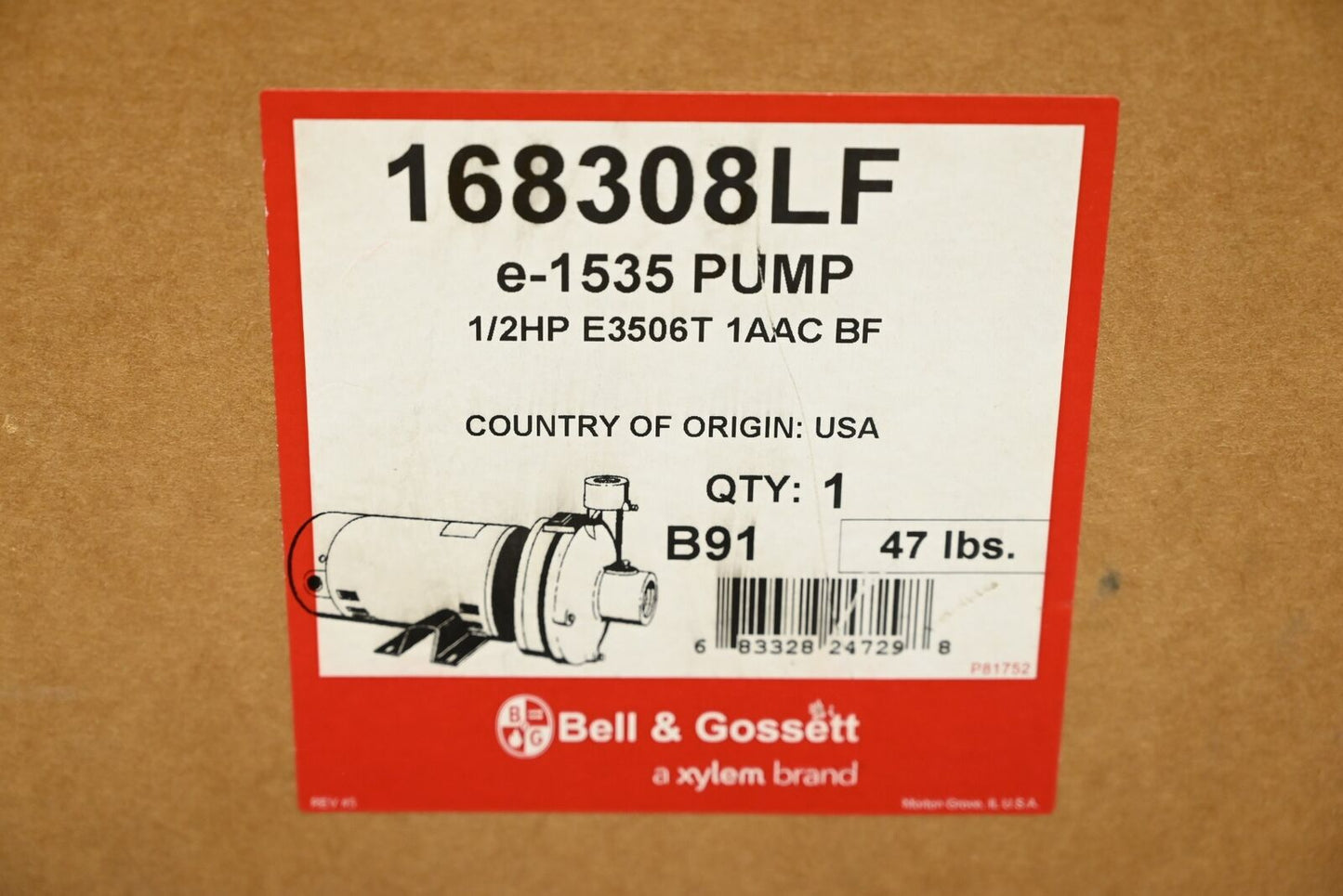 Bell & Gossett 168308LF e-1535 1/2 HP Cast Iron Centrifugal Pump