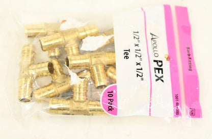 Apollo 1/2" Brass PEX-B Barb Tee, PK 9