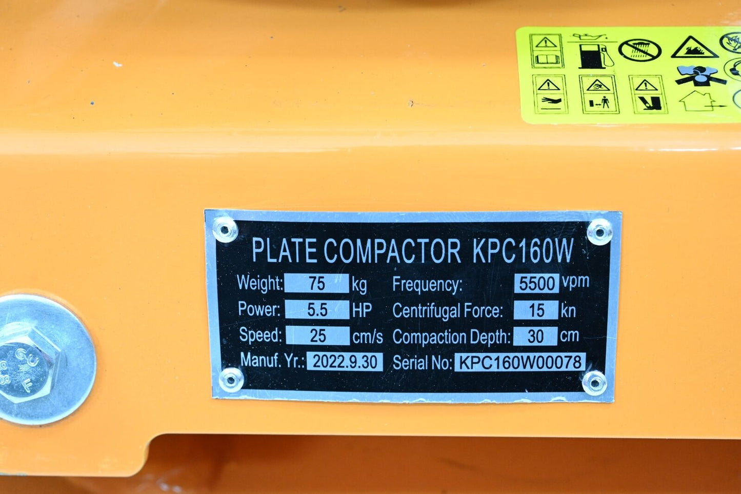 Kushlan KPC160-L-W Plate Compactor, 39 in Length, 20 in Width