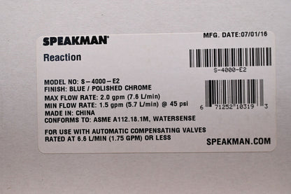 Speakman - S-4000-E2 - Reaction S-4000-E2 2.0 GPM Single Function Shower Head