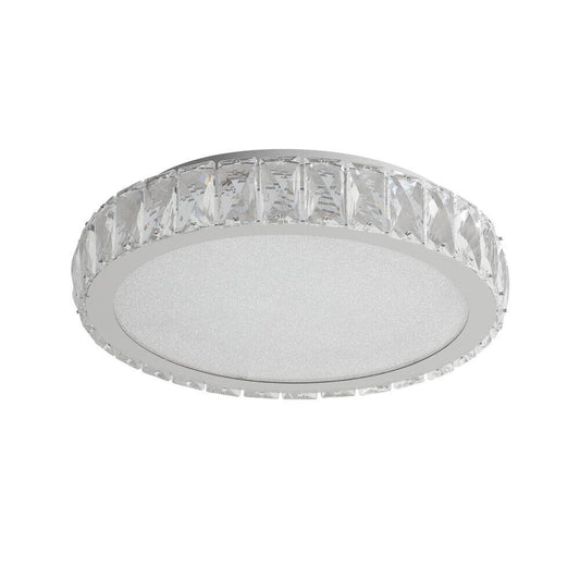 1-Light White Round Crystal Chandelier, Dimmable Flush Mount Ce., HL-W1340120156