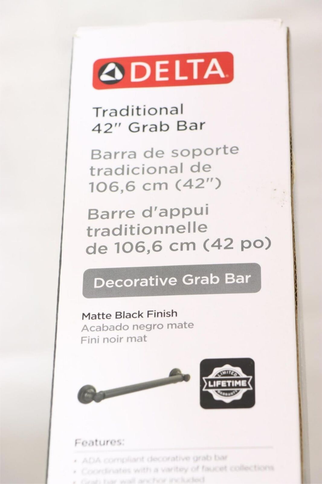 Delta 41642-BL Traditional Decorative ADA Grab Bar in Matte Black