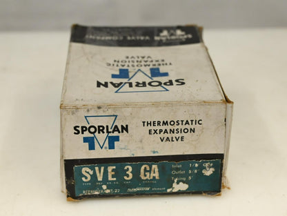 Sporlan SVE-3-GA 1/2" x 5/8" Thermostatic Expansion Valve, 5' Tubing