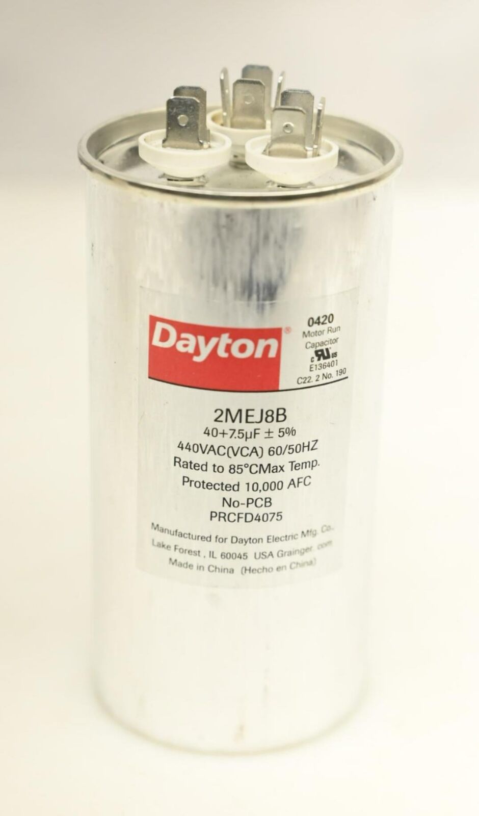 Dayton 2MEJ8 Motor Dual Run Capacitor